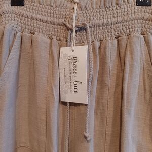 Grace & Lace Linenen Blend Pants XS NWT - Oatmeal